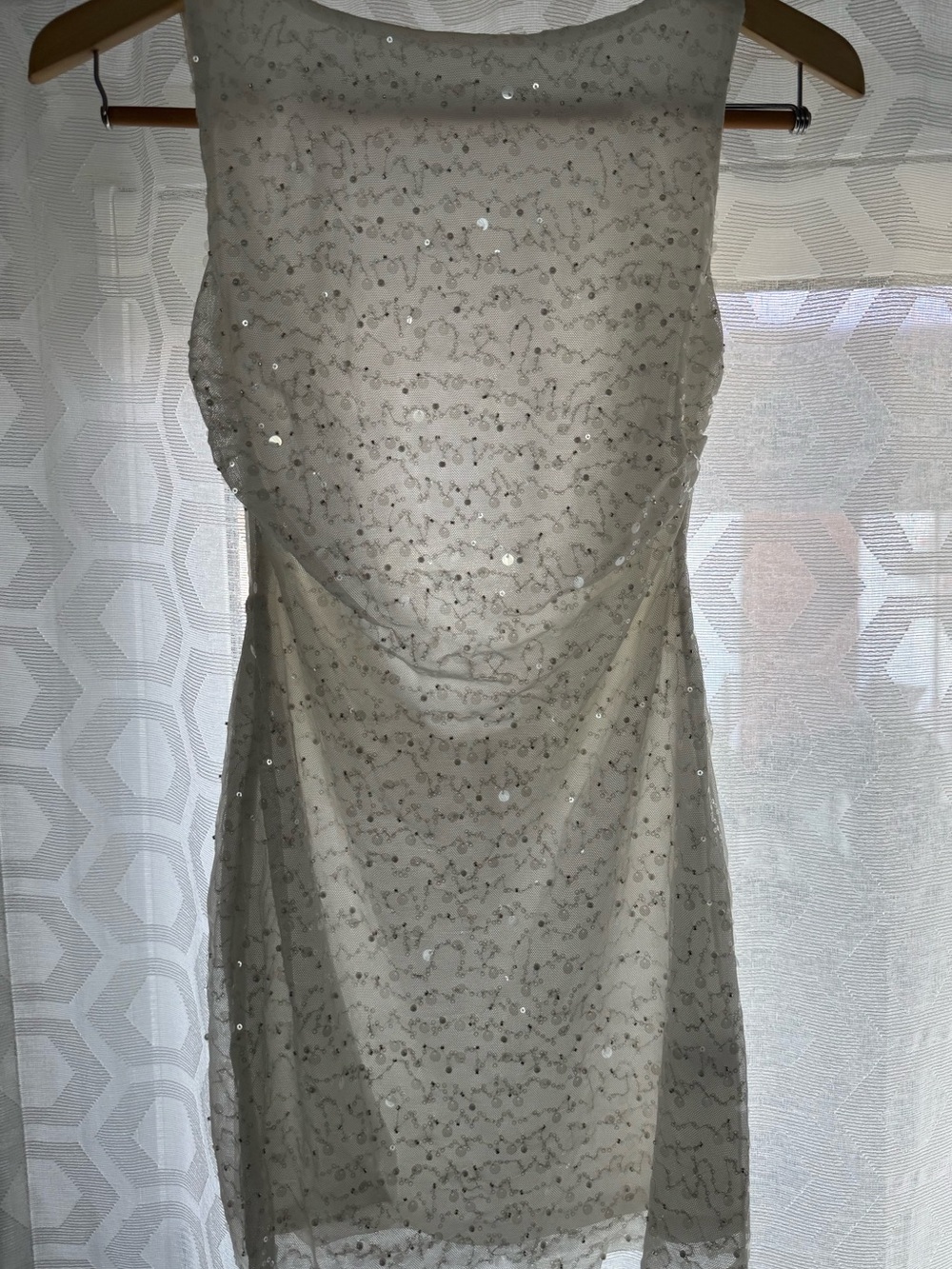 Lucy in the Sky White Sequined Sheer Mini Dress
